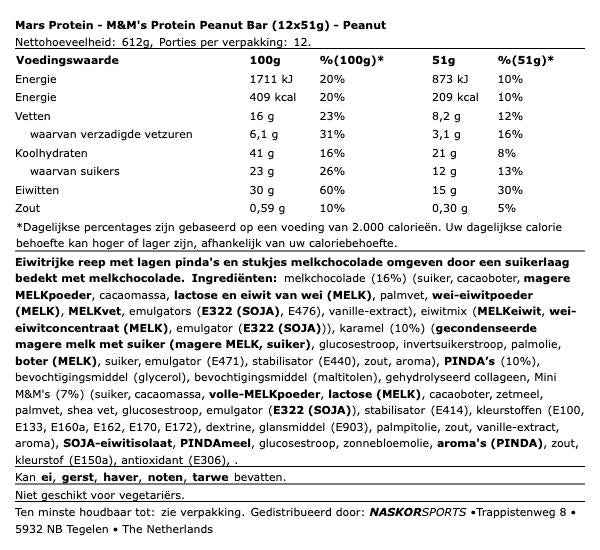 M&M’s Protein Peanut Bar