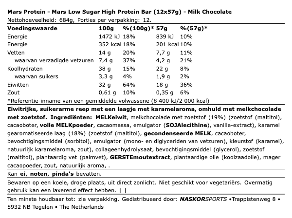 Mars Low Sugar High Protein Bar