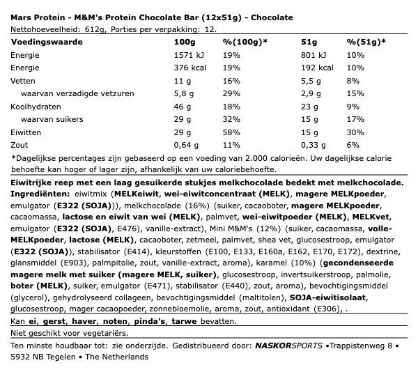 M&M’s Protein Chocolate Bar